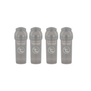 پک 4 عددی شيشه شير آنتي كوليك تويست شيك طوسي پاستل ظرفيت 260 ميلي ليتر