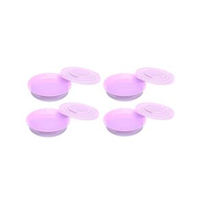 پک 4 عددی ظرف غذا خوری درب دار بنفش تويست شيك