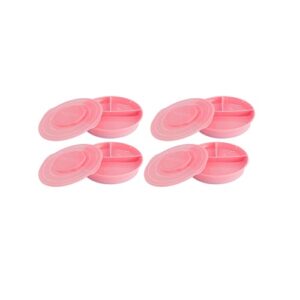 پک 4 عددی ظرف غذا خوری تقسيم بندي شده درب دار صورتی تويست شيك