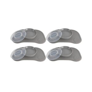 پک 4 عددی ظرف غذا خوری و صفحه نگهدارنده كوچك طوسی تويست شيك