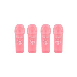 پک 4 عددی شيشه شير آنتي كوليك تويست شيك صورتي پاستل ظرفيت 260 ميلي ليتر